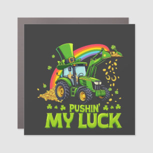 Pushing My Luck Funny Excavator St Patrick's Day Car Magnet