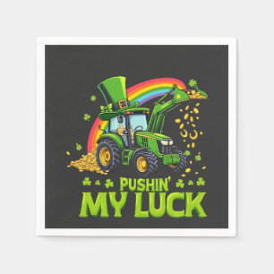 Pushing My Luck Funny Excavator St Patrick's Day Napkins