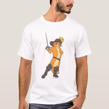 Puss Brandishes Sword T-shirt by pussinboots at Zazzle