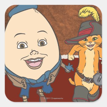 Puss & Humpty Run Square Sticker by pussinboots at Zazzle