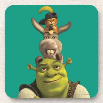 Puss In Boots  Donkey  And Shrek Drink Coaster by ShrekStore at Zazzle
