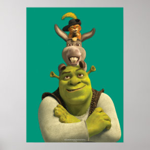 Puss In Boots, Donkey, And Shrek Poster