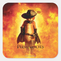 Puss In Boots Poster Square Sticker