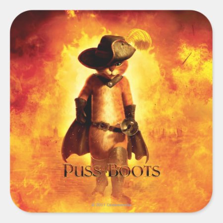 Puss In Boots Poster Square Sticker