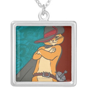 Puss With Arms Crossed Silver Plated Necklace by pussinboots at Zazzle