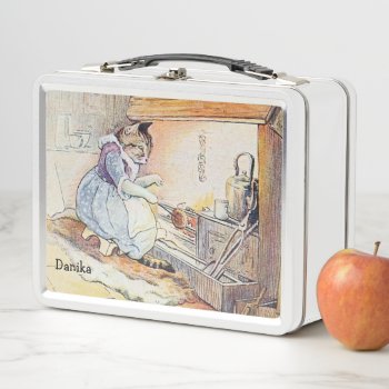 Pussy Cat Cooking By The Fire Metal Lunch Box by kidslife at Zazzle
