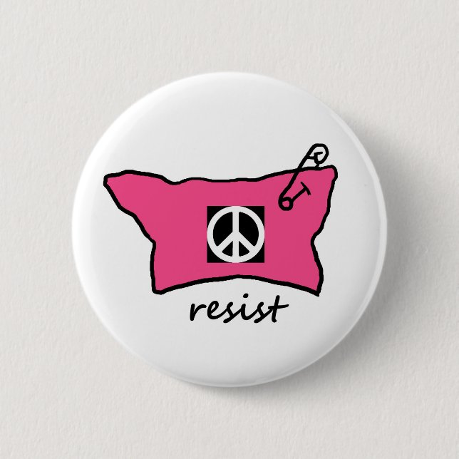 Pussy Hat Resist button with peace sign (Front)