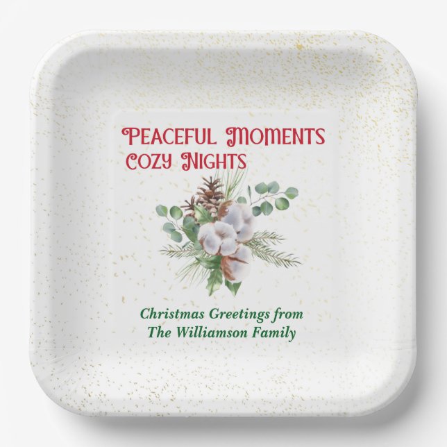 Pussy Willow Catkin Bouquet Christmas Paper Plates (Front)