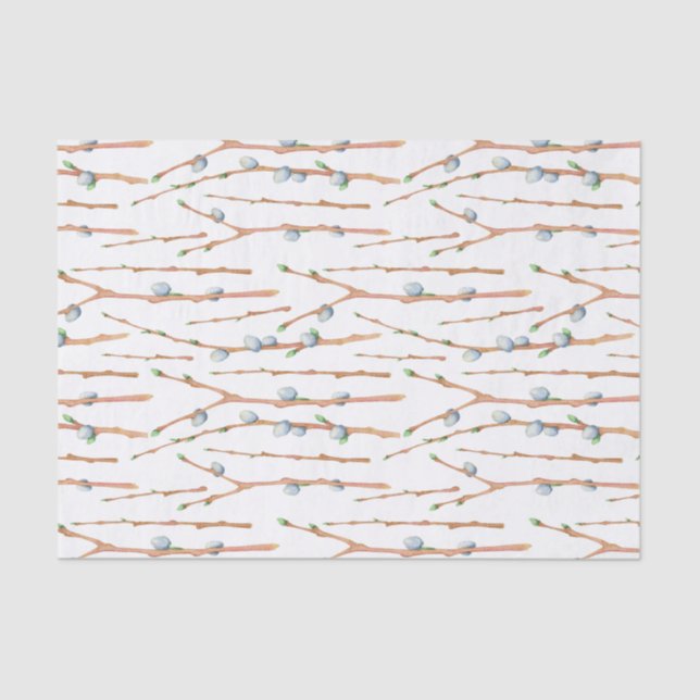 Pussy Willow Custom Color Floral Tissue Paper (Front)