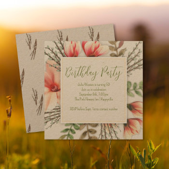 Pussy Willows Adult Birthday Party Invitations by BlueHyd at Zazzle