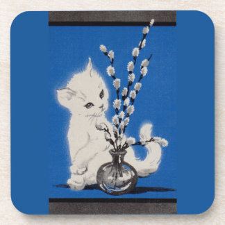 pussycat and pussywillow drink coaster