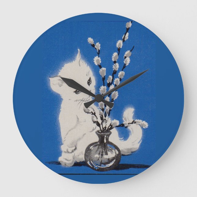 pussycat and pussywillow large clock (Front)