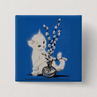 pussycat and pussywillow pinback button