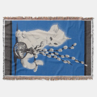 pussycat and pussywillow throw blanket