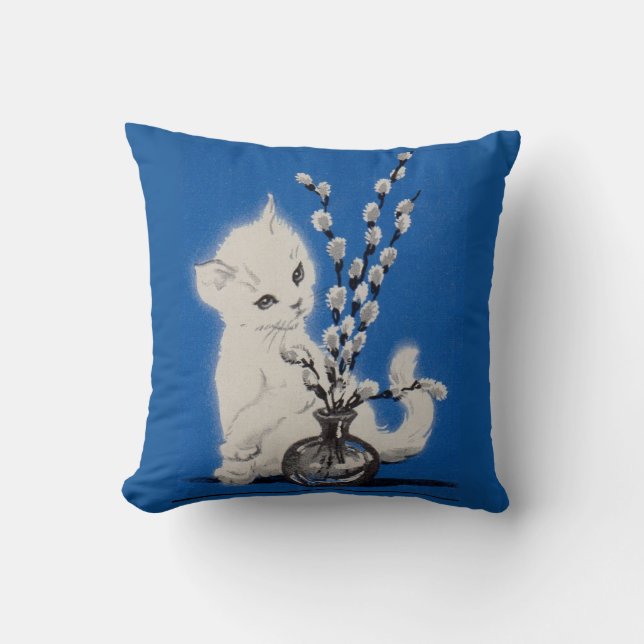 pussycat and pussywillow throw pillow (Front)