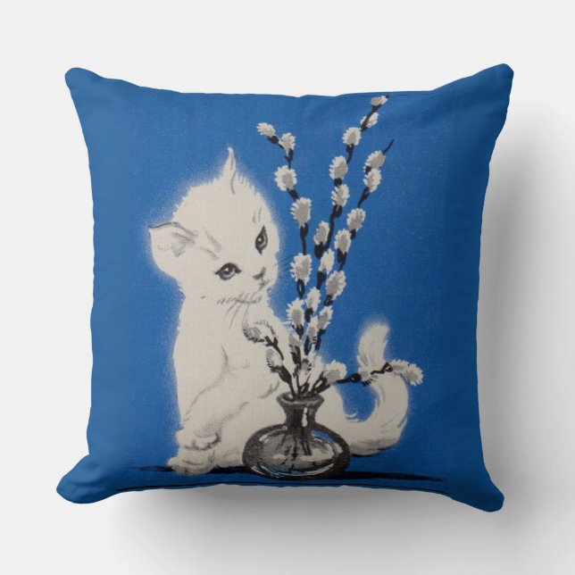 pussycat and pussywillow throw pillow (Front)