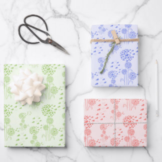 pustard trees with 3 colors wrapping paper sheets