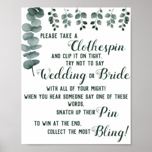 Put a Clothespin Bridal Shower Game Sign