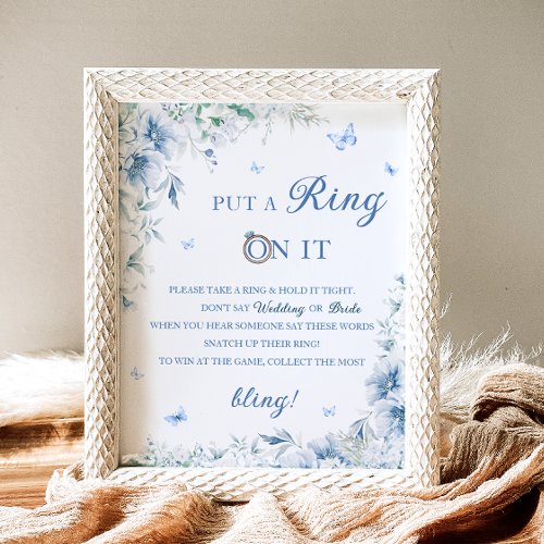 Put a Ring on It Blue Chinoiserie Bridal Shower Poster