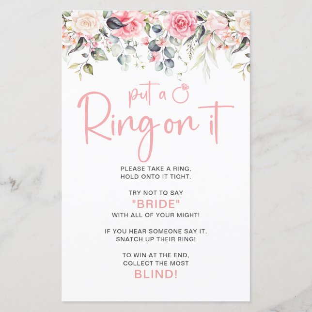 Put A Ring On It Bridal Shower Game (Front)