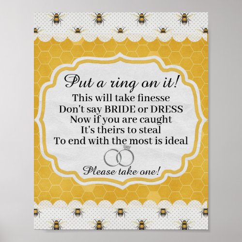 Put A Ring On It Bridal Shower Game Poster