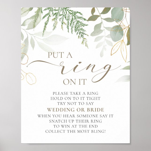 Put A Ring On It Bridal Shower Game Poster (Front)