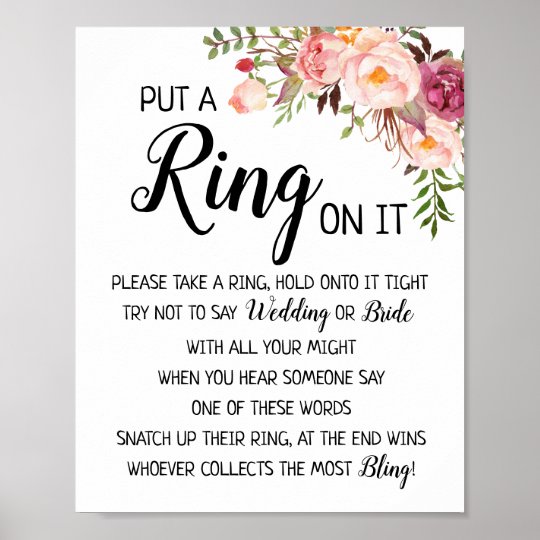 Put a Ring on it bridal shower wedding game sign | Zazzle.com