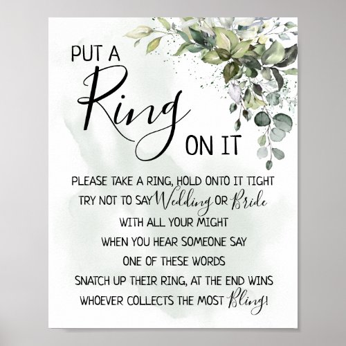 Put a Ring on it eucalyptus greenery game sign