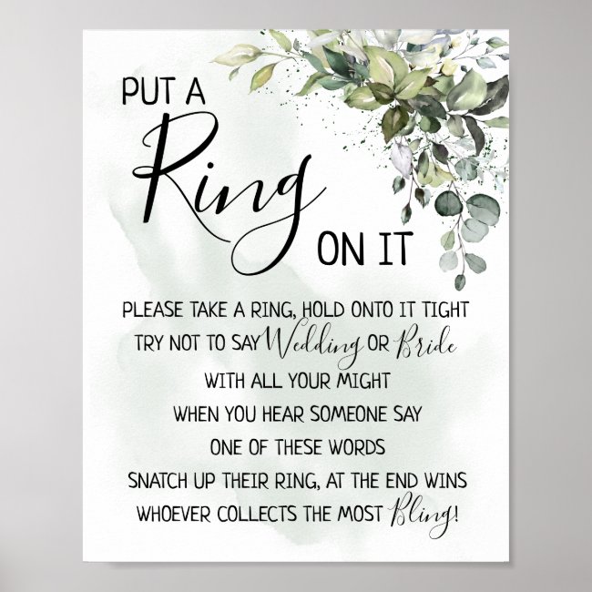 Put a Ring on it eucalyptus greenery game sign