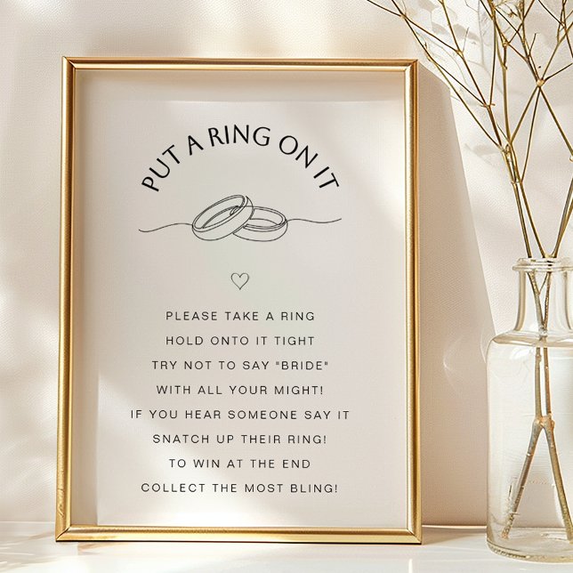 Put a Ring On It Game | Minimal Bridal Shower Sign (Put a ring on it game sign)