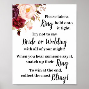 Put a Ring on it Marsala Shower Game Sign