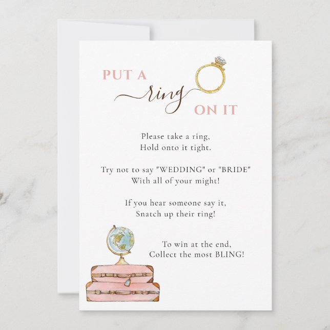 Put a ring on it Travel Theme Bridal shower game  Invitation (Front)