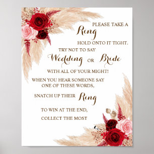 Put a Ring on Pampas Bridal Shower Game Sign