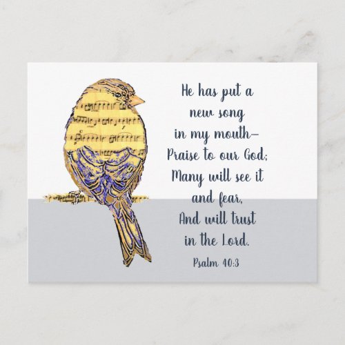 Put a Song in my Heart Bible Scripture Bird Postcard