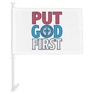 Put God First Christian Quote Vector Car Flag