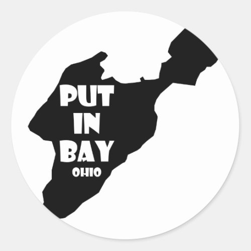 Put In Bay Island Ohio Silhouette Logo Lake Erie Classic Round Sticker