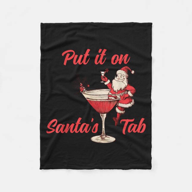 Put It On Santas Tab Funny Christmas Santa Tail Re Fleece Blanket (Front)