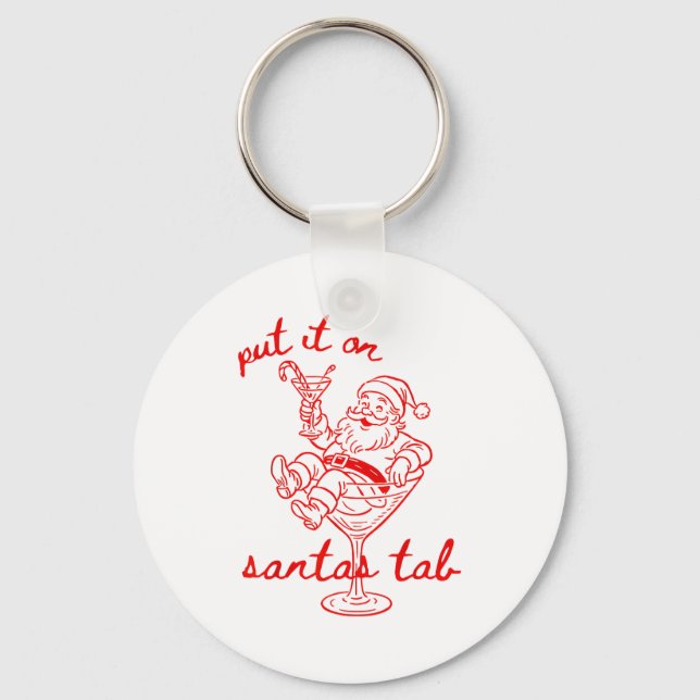 Put It On Santas Tab Funny Christmas Santa Tail Re Keychain (Front)