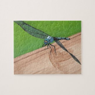 Put it Together Blue Dragonfly on a Rail Puzzle