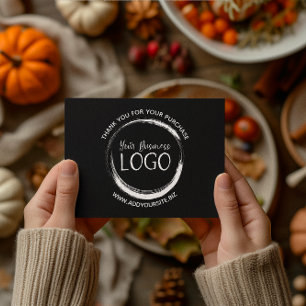 Put My Logo on a Black Thank You Card