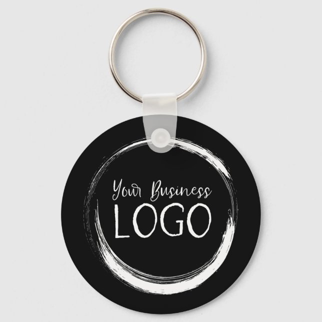 Put My Logo on a Round Black Keychain (Front)