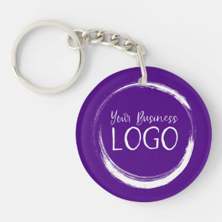 Put My Logo on a Round Indigo Keychain
