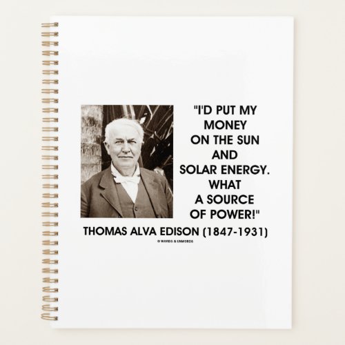Put My Money On Sun Solar Energy Source Of Power Planner