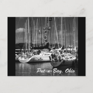 Put-n-Bay Black & White photography boats postcard