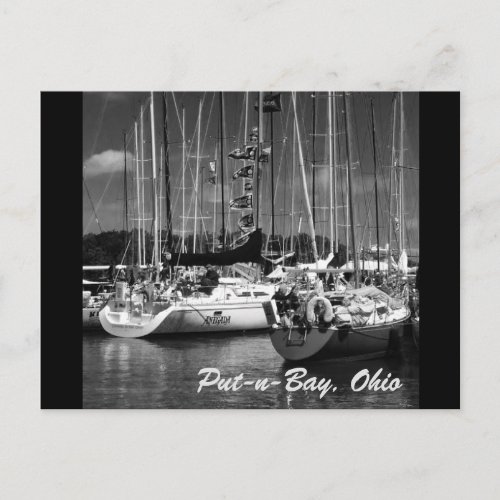 Put_n_Bay Black  White photography boats postcard