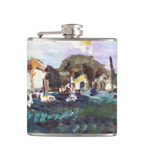 Put_n_Bay Lake Erie Island Painting 2 Hip Flask