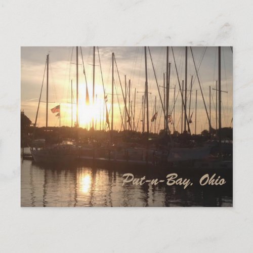 Put_n_Bay Sunset Boats Photo Postcard