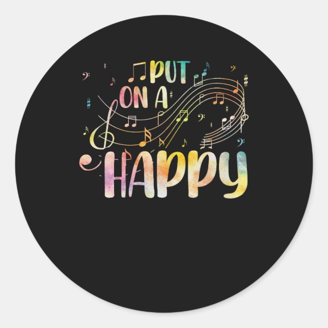 Put On A Happy Face Music Funny Music Teacher Musi Classic Round Sticker (Front)