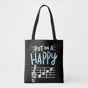 Put On A Happy Face Music Funny Music Teacher Tote Bag