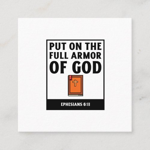 Put on the full armor of God christian faith relig Square Business Card